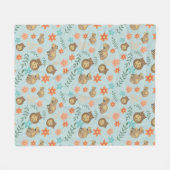 Couverture Polaire Capybaras avec fleurs vert (Devant (Horizontal))