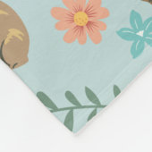 Couverture Polaire Capybaras avec fleurs vert (Coin)