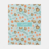 Couverture Polaire Capybaras avec fleurs vert Nom personnalisé (Devant)