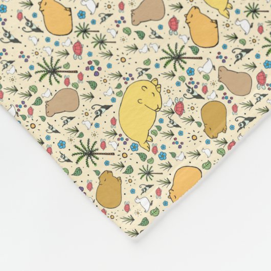 Couverture Polaire Capybaras en jaune (Coin)