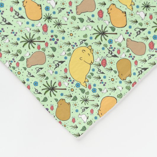 Couverture Polaire Capybaras en vert (Coin)