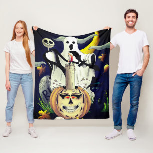 Couverture Polaire Caractères de monstre d'Halloween et Citrouille