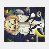 Couverture Polaire Caractères de monstre d'Halloween et Citrouille (Devant (Horizontal))