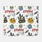 Couverture Polaire Caractères d'Halloween : Motif Whimsical Seamless (Devant (Horizontal))
