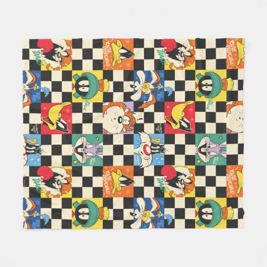 Couverture Polaire Caractères LOONEY TUNES™ sur Checker noir et blanc (Devant (Horizontal))