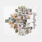 Couverture Polaire Cardiaque 36 Photo Collage Nom du script Blanc (Devant (Horizontal))