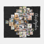 Couverture Polaire Cardiaque 36 Photo Collage Nom du script Noir (Devant (Horizontal))