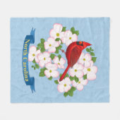 Couverture Polaire Cardinal d'État de Caroline du Nord Oiseau Dogwood (Devant (Horizontal))