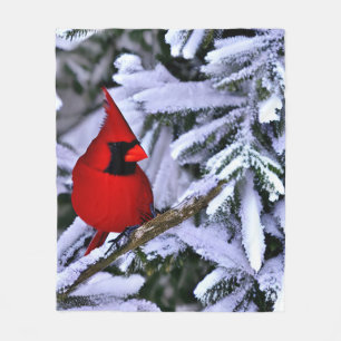 Couverture Polaire Cardinal rouge d'hiver