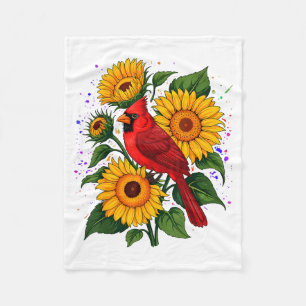 Couverture Polaire Cardinal Rouge Oiseau Tournesol Été Floral Femmes