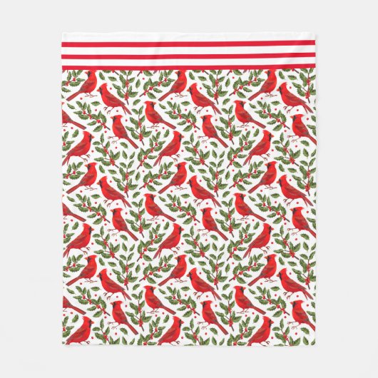 Couverture Polaire Cardinaux de Noël rouges (Devant)