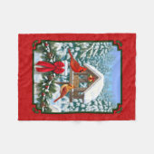 Couverture Polaire Cardinaux Noël Birdfeeder Rouge (Devant (Horizontal))