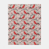 Couverture Polaire Cardinaux Rouges Et Fleurs De Cerisiers (Devant)