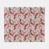 Couverture Polaire Cardinaux Rouges Et Fleurs De Cerisiers (Devant (Horizontal))