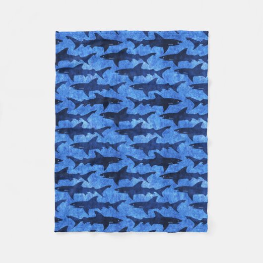 Couverture Polaire Caresse avec le bleu drôle de mer profonde de (Devant)