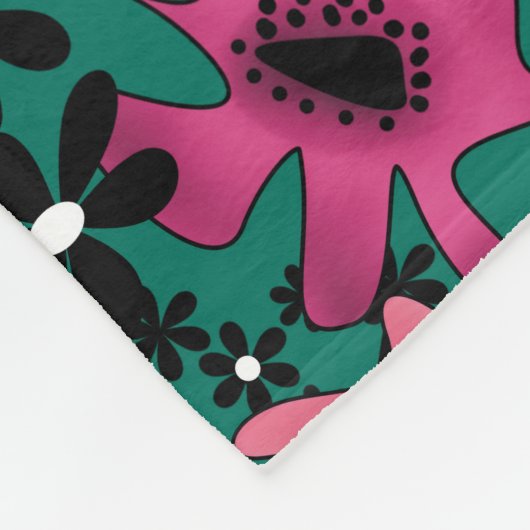 Couverture Polaire Caricature abstraite sans couture joli fleurs vert (Coin)