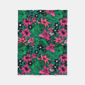Couverture Polaire Caricature abstraite sans couture joli fleurs vert (Devant)