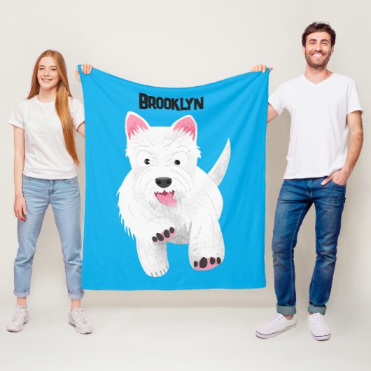 Couverture Polaire Caricature blanche de terrier de l'ouest (En situation)