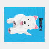 Couverture Polaire Caricature blanche de terrier de l'ouest (Devant (Horizontal))