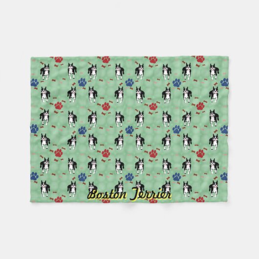 Couverture Polaire Caricature de Boston Terrier (Devant (Horizontal))