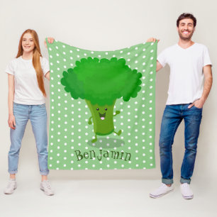 Couverture Polaire Caricature de brocoli dansant Cute kawaii