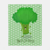 Couverture Polaire Caricature de brocoli dansant Cute kawaii (Devant)