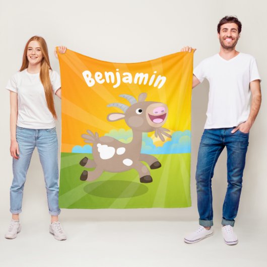 Couverture Polaire Caricature de chèvre billy joyeux (En situation)