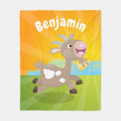 Couverture Polaire Caricature de chèvre billy joyeux (Devant)