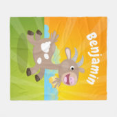 Couverture Polaire Caricature de chèvre billy joyeux (Devant (Horizontal))