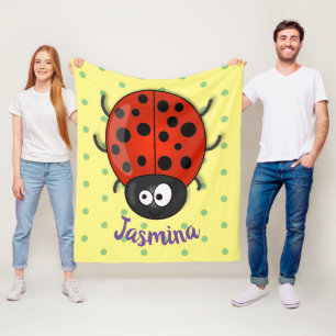 Couverture Polaire Caricature de coccinelle rouge joyeux