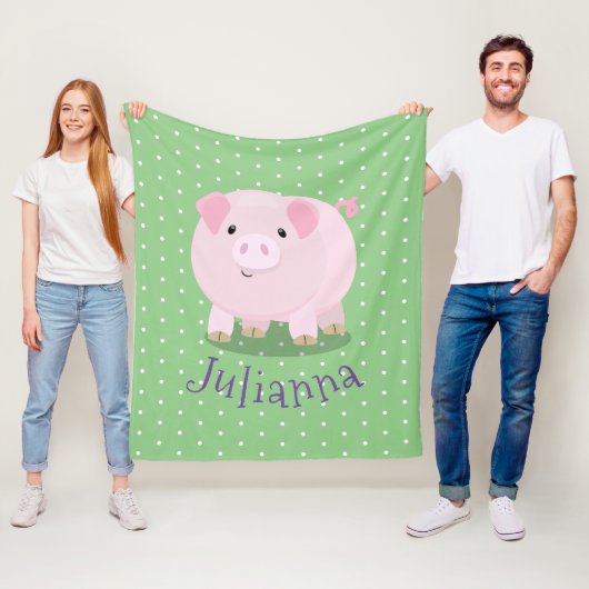 Couverture Polaire Caricature de cochon de ventre rose mou (En situation)