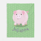 Couverture Polaire Caricature de cochon de ventre rose mou (Devant)