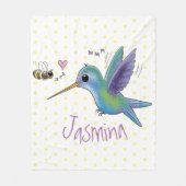 Couverture Polaire Caricature de colibri d'abeille mignonne (Devant)