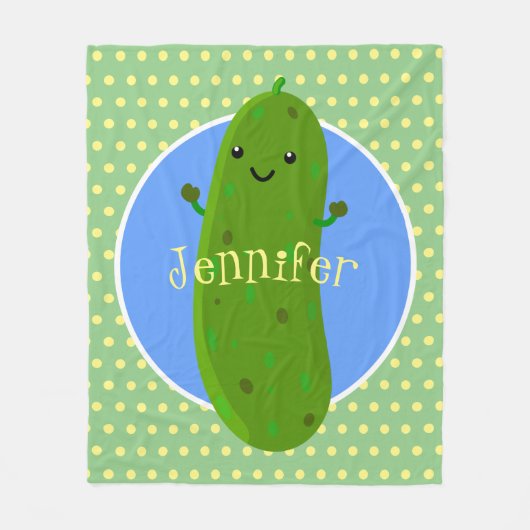 Couverture Polaire Caricature de concombre vert mou (Devant)