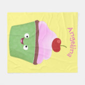Couverture Polaire Caricature de cupcake joyeux (Devant (Horizontal))