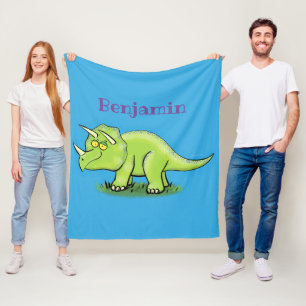 Couverture Polaire Caricature de dinosaure de triceratops vert mignon
