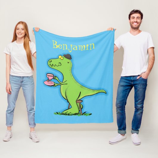 Couverture Polaire Caricature de dinosaure vert t rex (En situation)