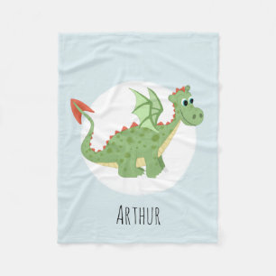 Couverture Polaire Caricature de dragon vert mignon pour les garçons
