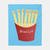 Couverture Polaire Caricature de frites Cute kawaii fast food (Devant)