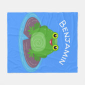 Couverture Polaire Caricature de grenouille verte mignonne (Devant (Horizontal))
