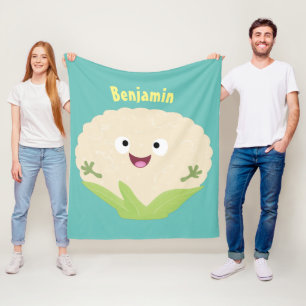 Couverture Polaire Caricature de légume de chou-fleur joyeux