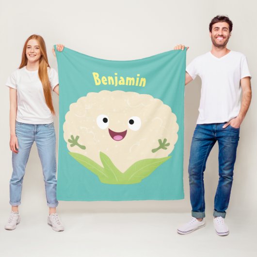 Couverture Polaire Caricature de légume de chou-fleur joyeux (En situation)