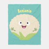 Couverture Polaire Caricature de légume de chou-fleur joyeux (Devant)