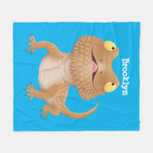 Couverture Polaire Caricature de lézard de dragon à barbe (Devant (Horizontal))