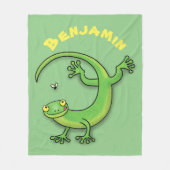 Couverture Polaire Caricature de lézard de gecko vert mou (Devant)