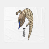 Couverture Polaire Caricature de lézard rouge (Devant (Horizontal))