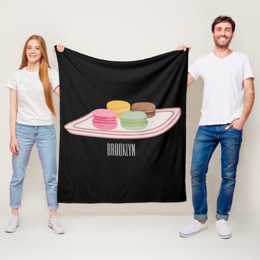 Couverture Polaire Caricature de Macaron (En situation)