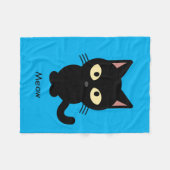 Couverture Polaire Caricature de miow en chat noir mignon (Devant (Horizontal))