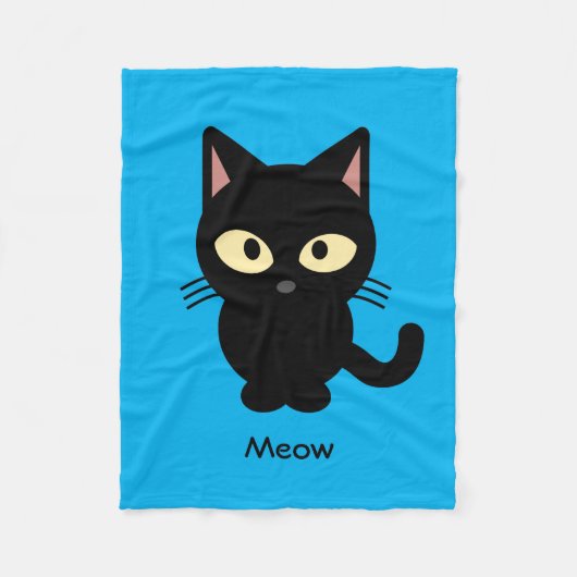 Couverture Polaire Caricature de miow en chat noir mignon (Devant)