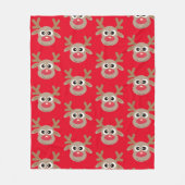 Couverture Polaire Caricature de Noël Reindeer Motif Fun Red (Devant)